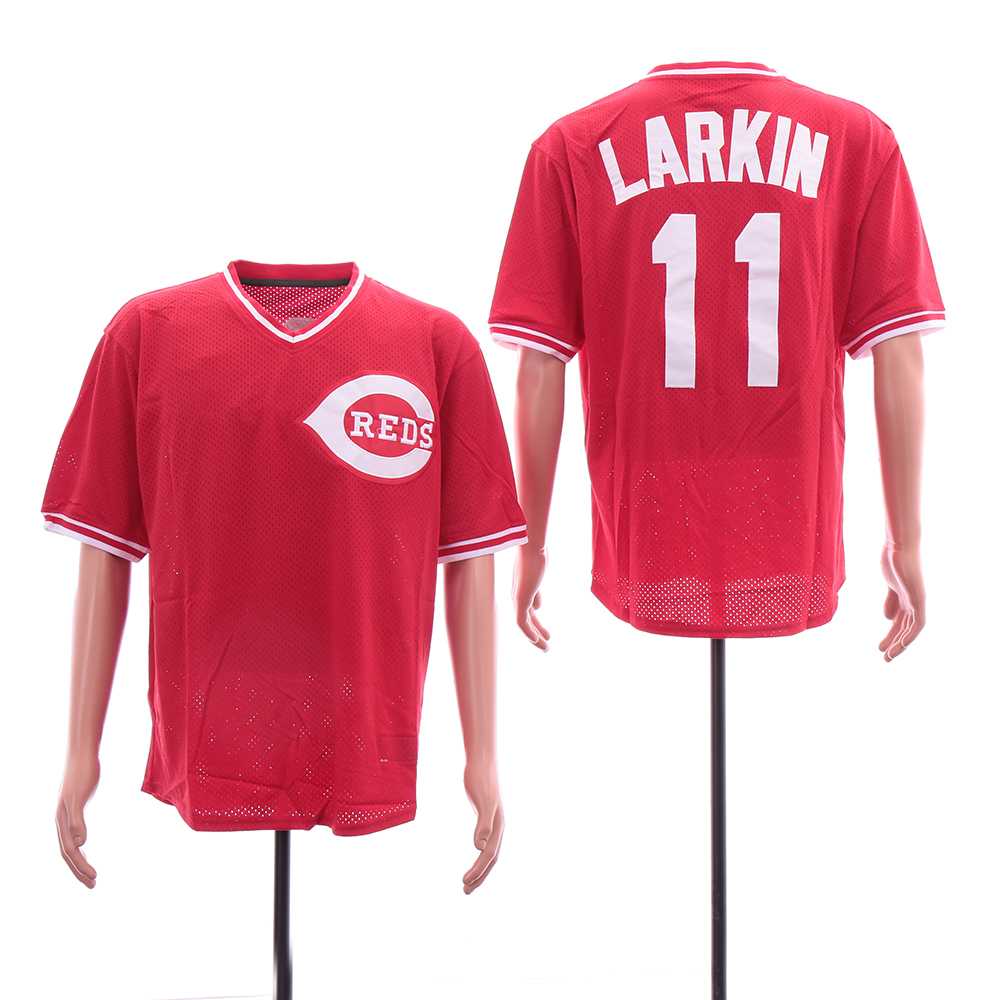 Reds 11 Barry Larkin Red Throwback BP Mesh Jersey Sguo,We sell and wholesale Reds 11 Barry Larkin Red Throwback BP Mesh Jersey Sguo on line form chian!